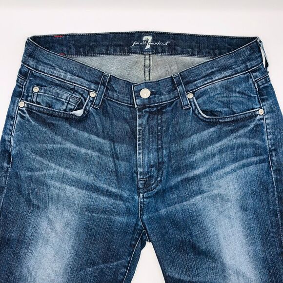 7 For All Mankind Women Jeans Bootcut Distressed Casual Blue Denim Size 30 - Picture 3 of 8